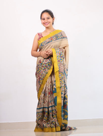 Nizam Border Kalamkari Silk Saree