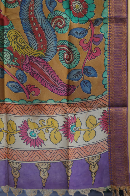 Pen Kalamkari chennur silk duppata
