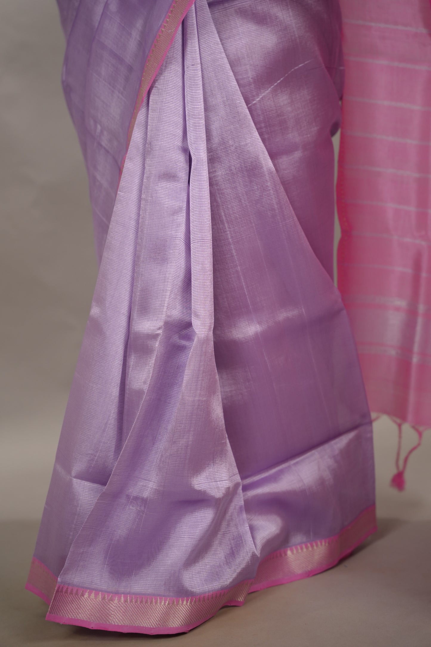 Lavender & Pink Handloom Mangalagiri Silk Saree| Looms & Tassels