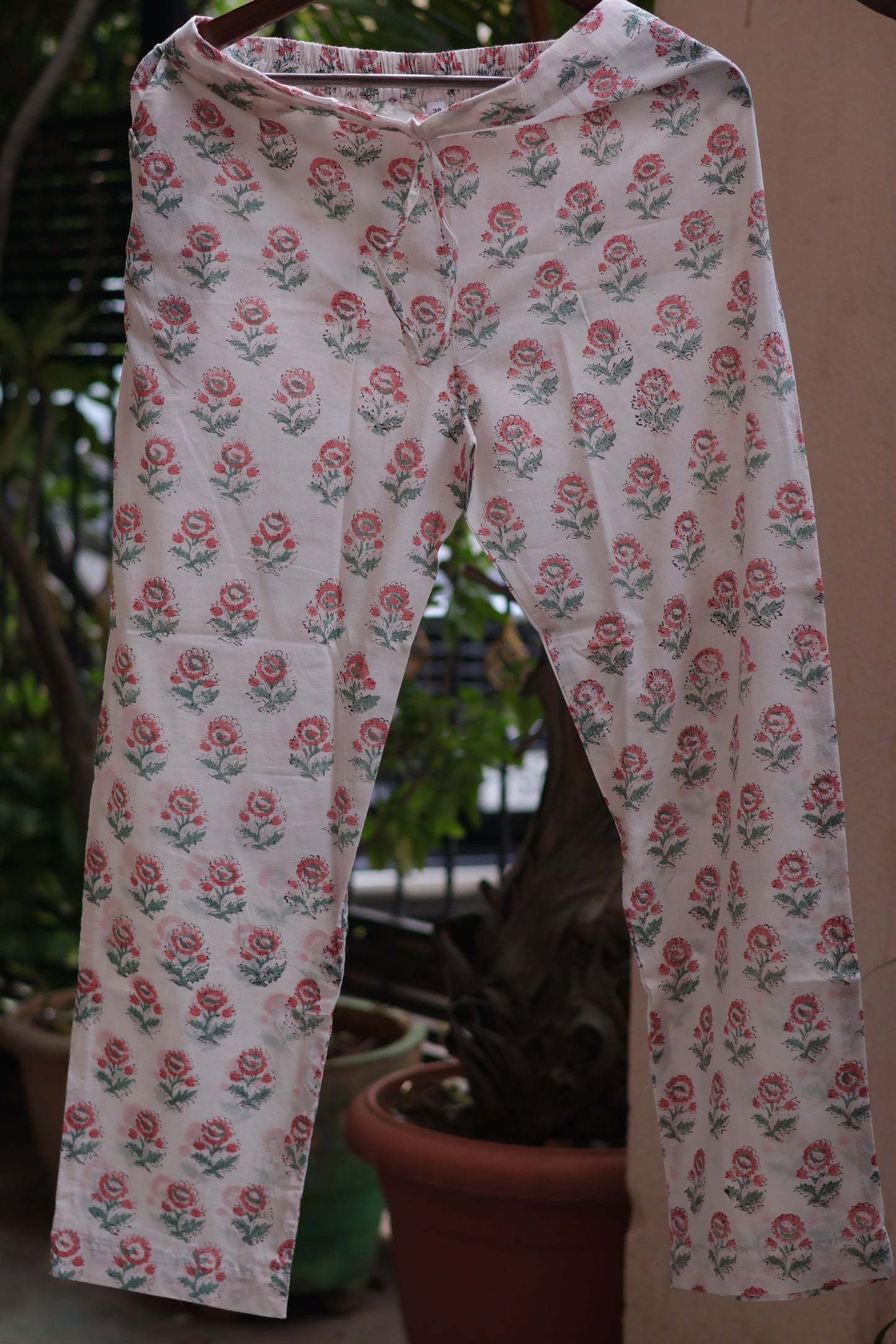 Parrot Green Handblock printed kota 3 piece suit (stitched)