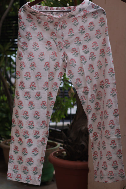 Parrot Green Handblock printed kota 3 piece suit (stitched)