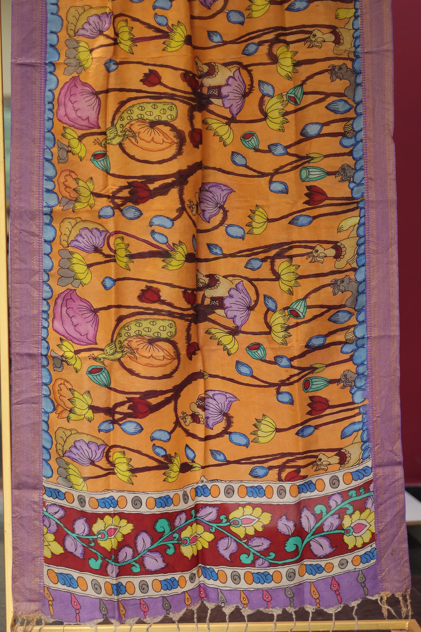 Pen Kalamkari chennur silk duppata