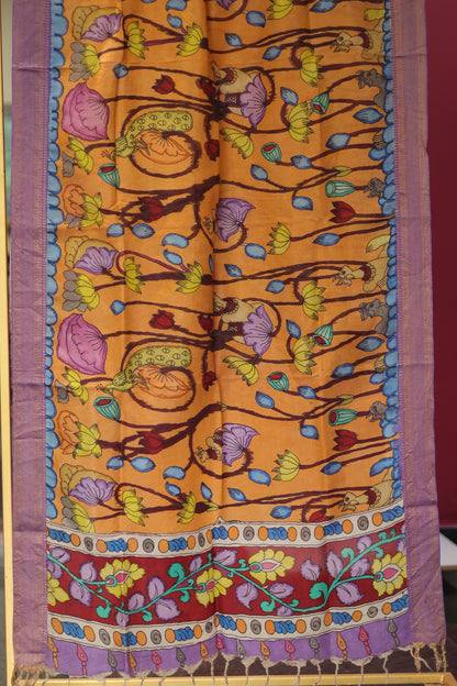 Pen Kalamkari chennur silk duppata