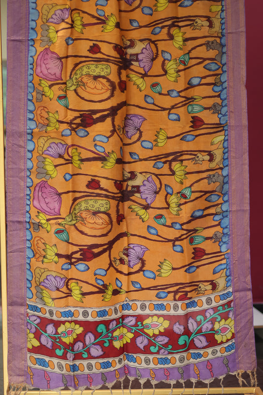 Pen Kalamkari chennur silk duppata