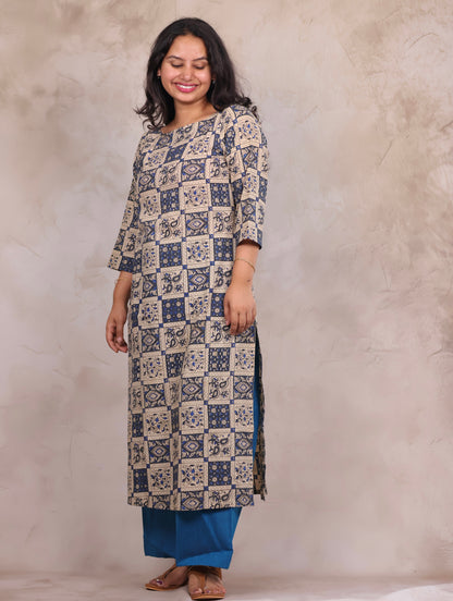 Blue Pure Cotton Kalamkari Co-Ord Set | Looms & Tassels
