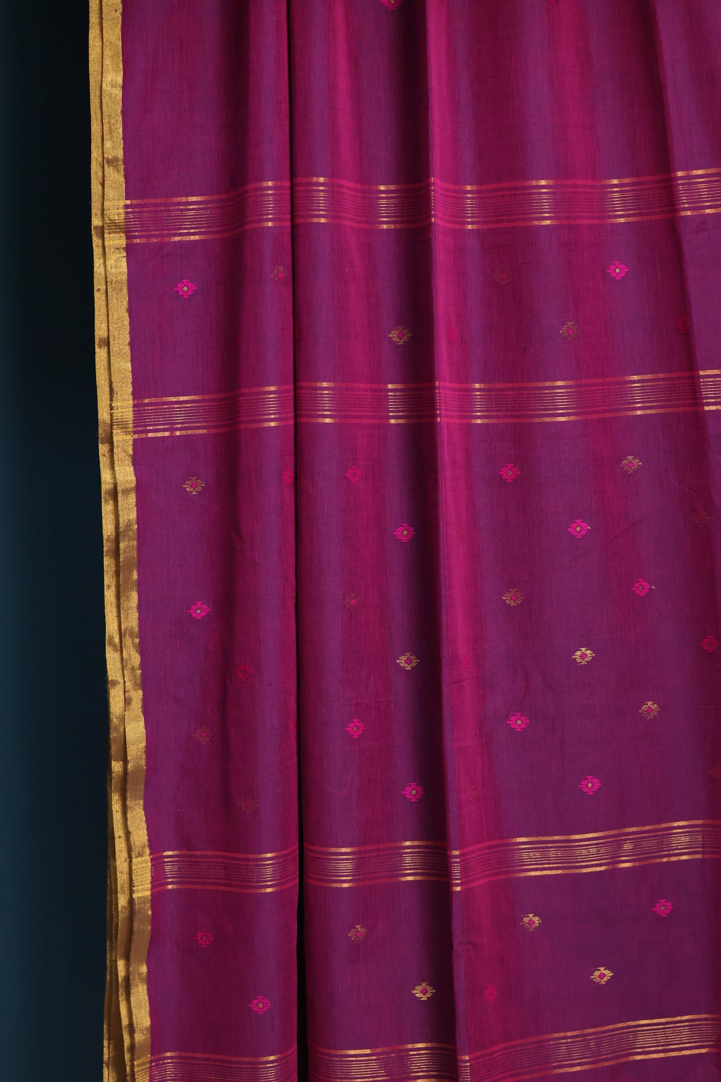 Purple Pure Handwoven Mercerised Cotton Saree with Mina Jari Butta Weav