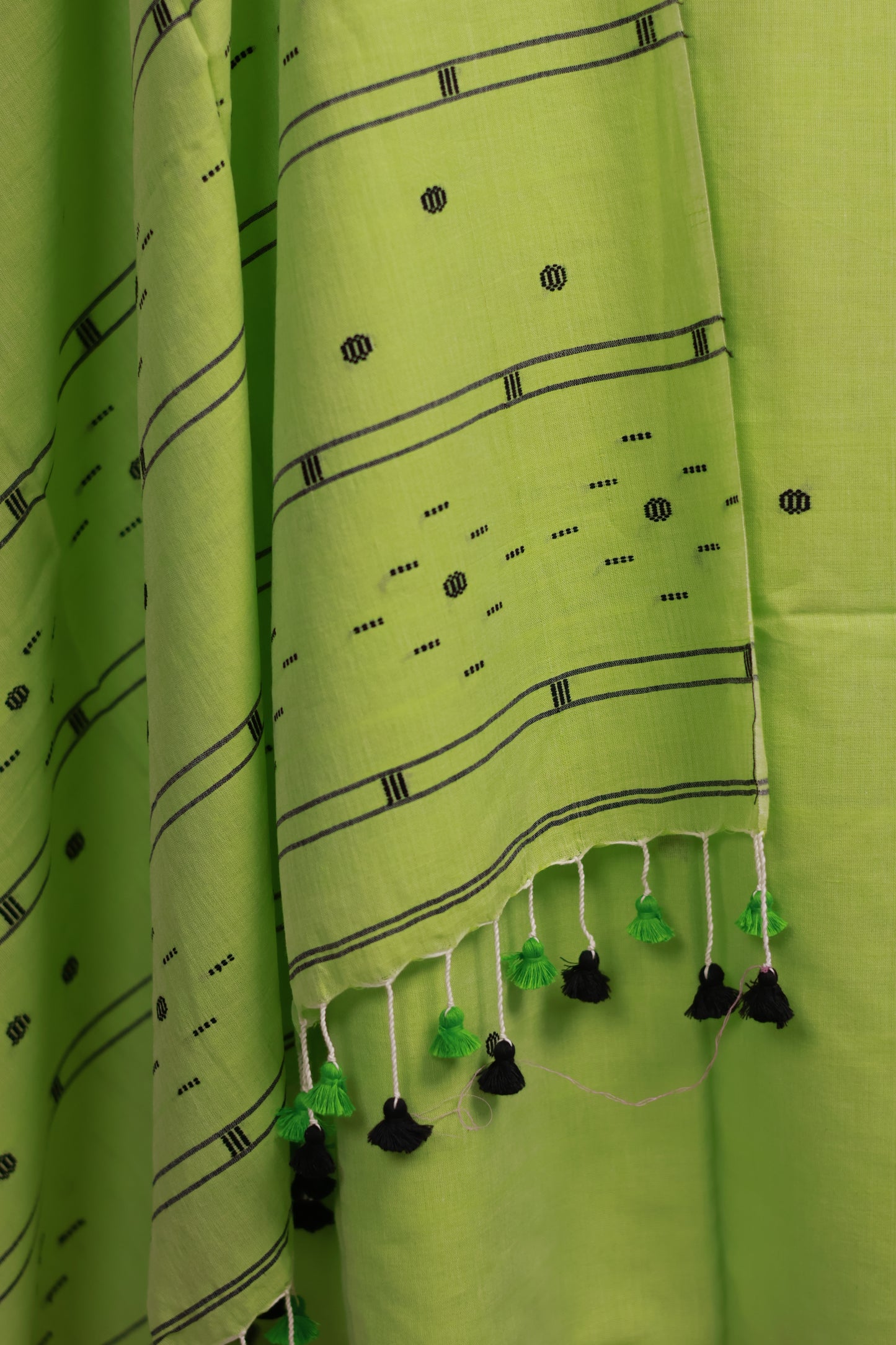Pista Green Handwoven Jamdhani weaving pure Malai cotton 2 piece suit sets | Looms & Tassels