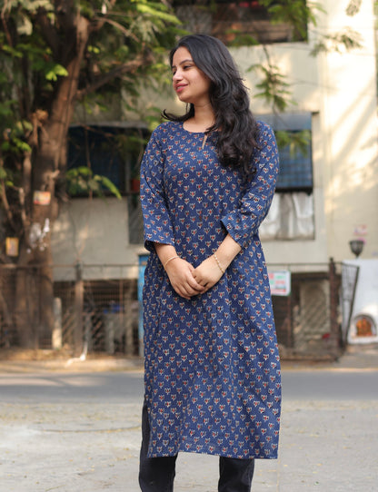 Ajrakh Hand Block Printed Kurti | Looms & Tassels