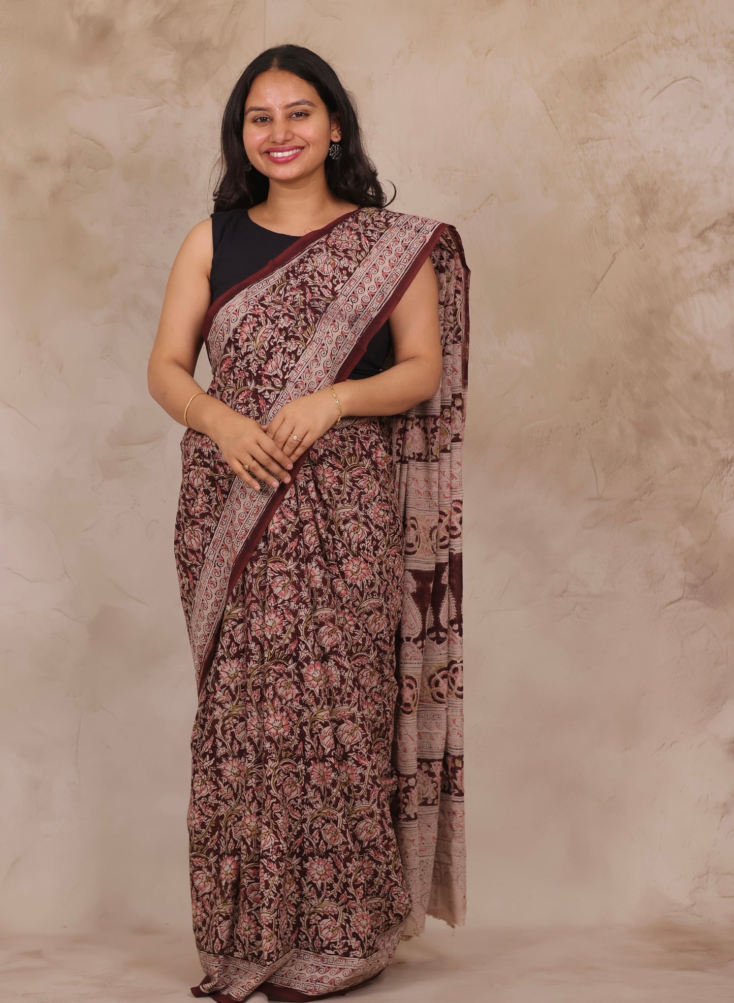 Hand Block Printed Kalamkari Cotton Saree