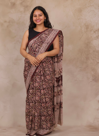 Hand Block Printed Kalamkari Cotton Saree