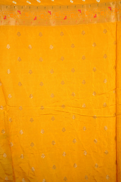 Yellow Handcrafted Bandhani Paithani Dola Silk Saree | Looms & Tassels
