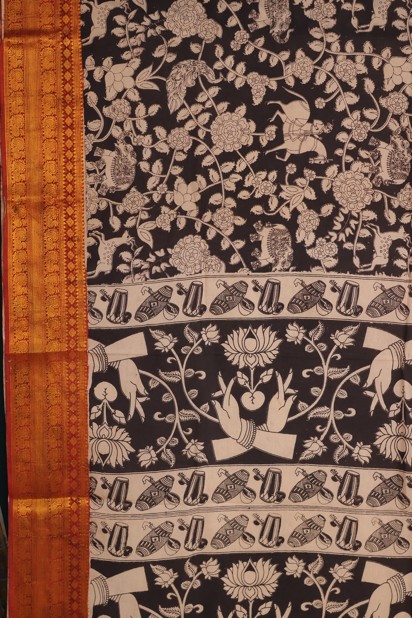 Kanchi Border Kalamkari Chennur Silk Saree