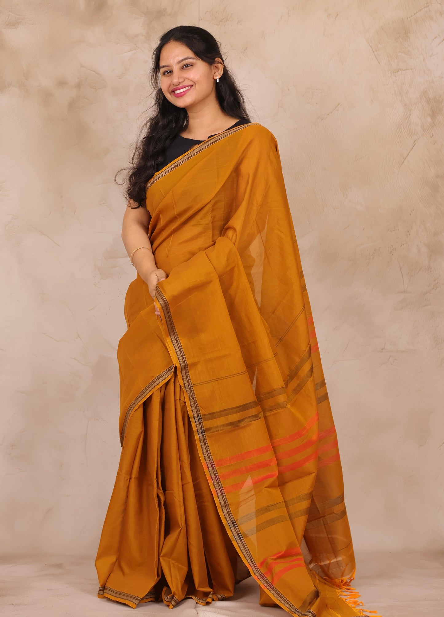 Yellow Narayanpet Cotton Saree | Looms & Tassels