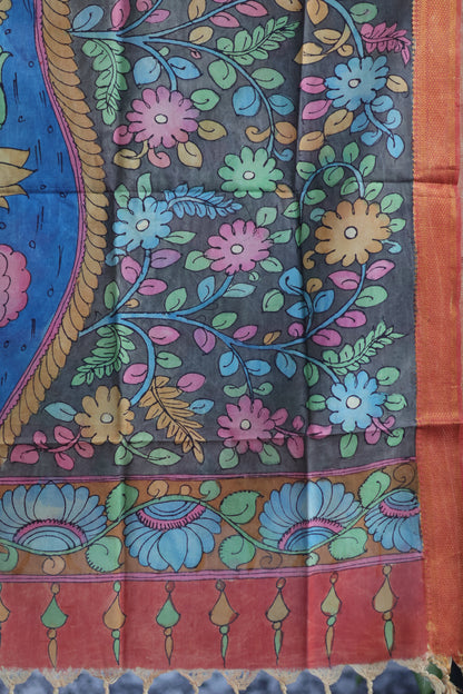 Pen Kalamkari chennur silk duppata