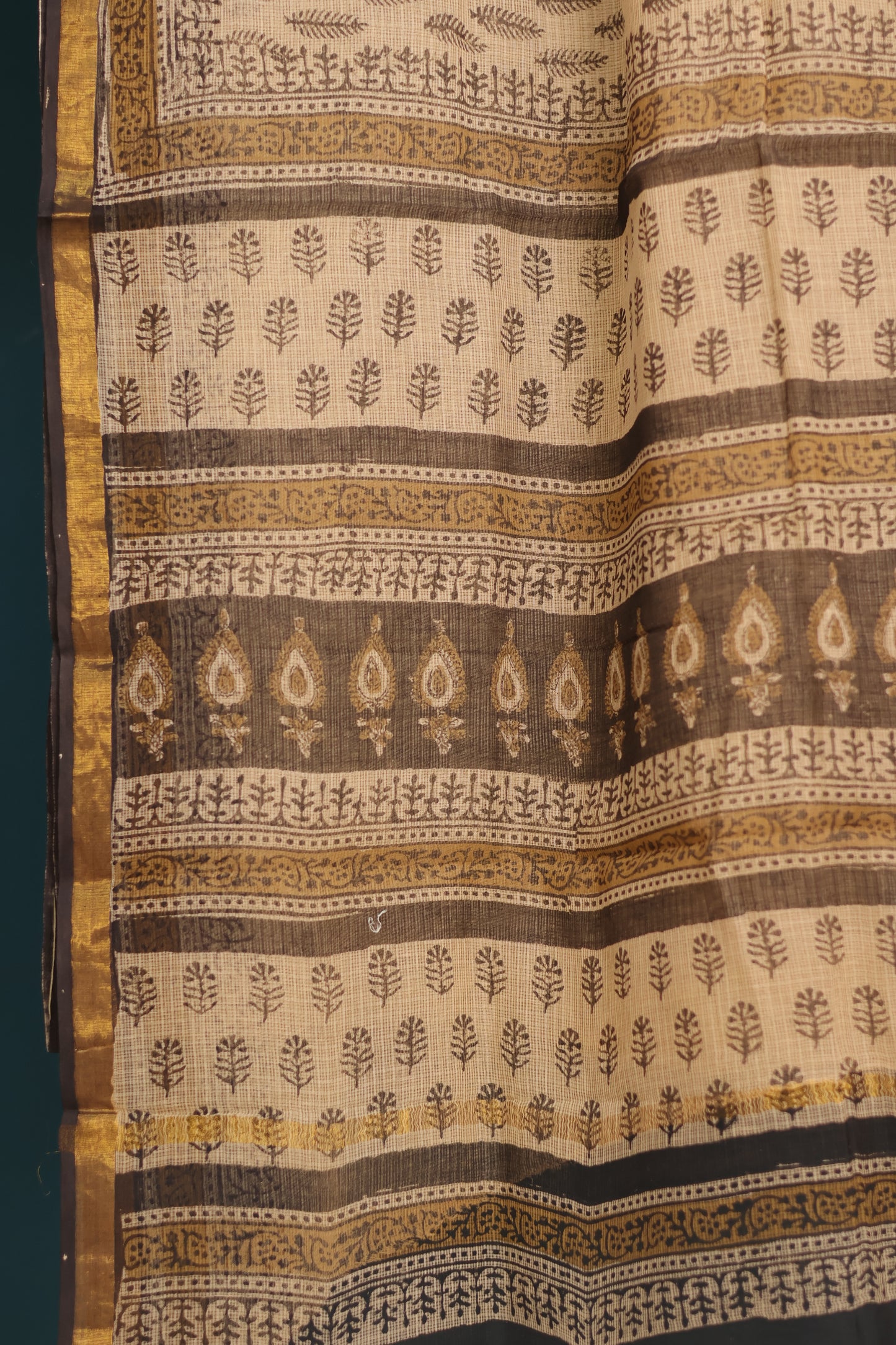 Bagru Hand block printed Kota Doria Saree