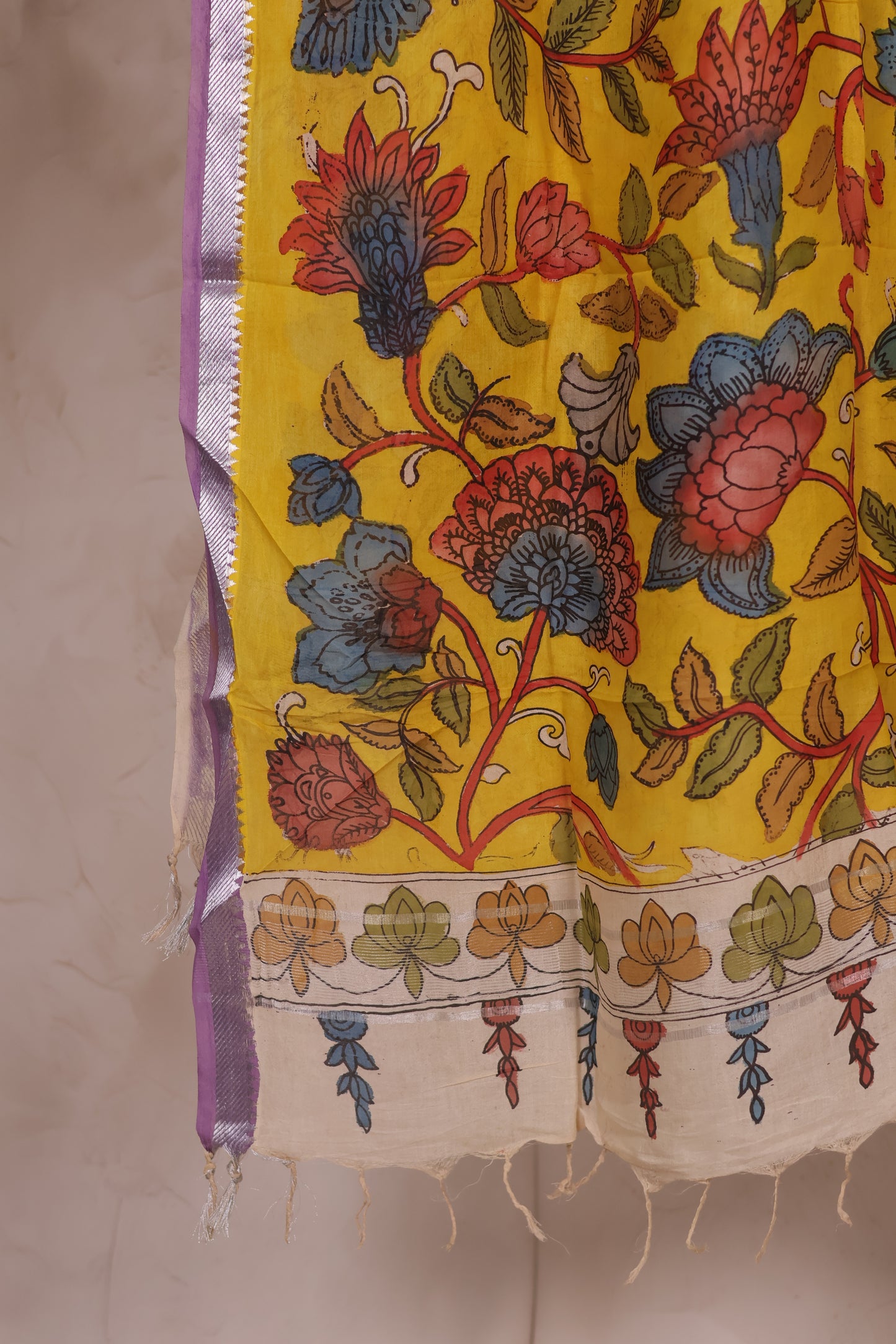 Pen Kalamkari Mangalagiri silk Dupatta