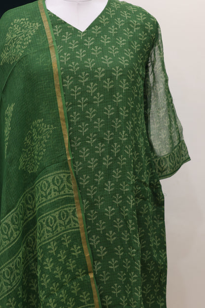 Handblock printed kota 3 piece suit (stitched)