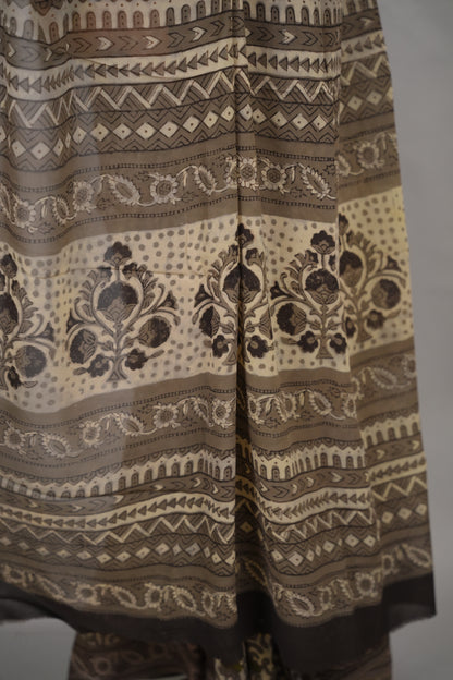 Grey Georgette Hand Block Printed Saree| Looms & Tassels