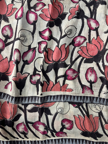 Pink Kalamkari dyeing premium chennur silk saree