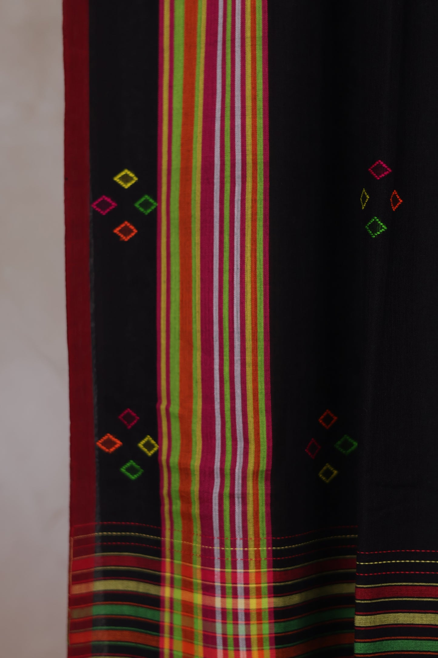 Black Bhujodi weaving Malai Cotton Saree | Looms & Tassels