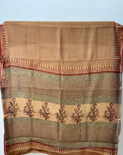 Hand block printed Kota Doriya Saree