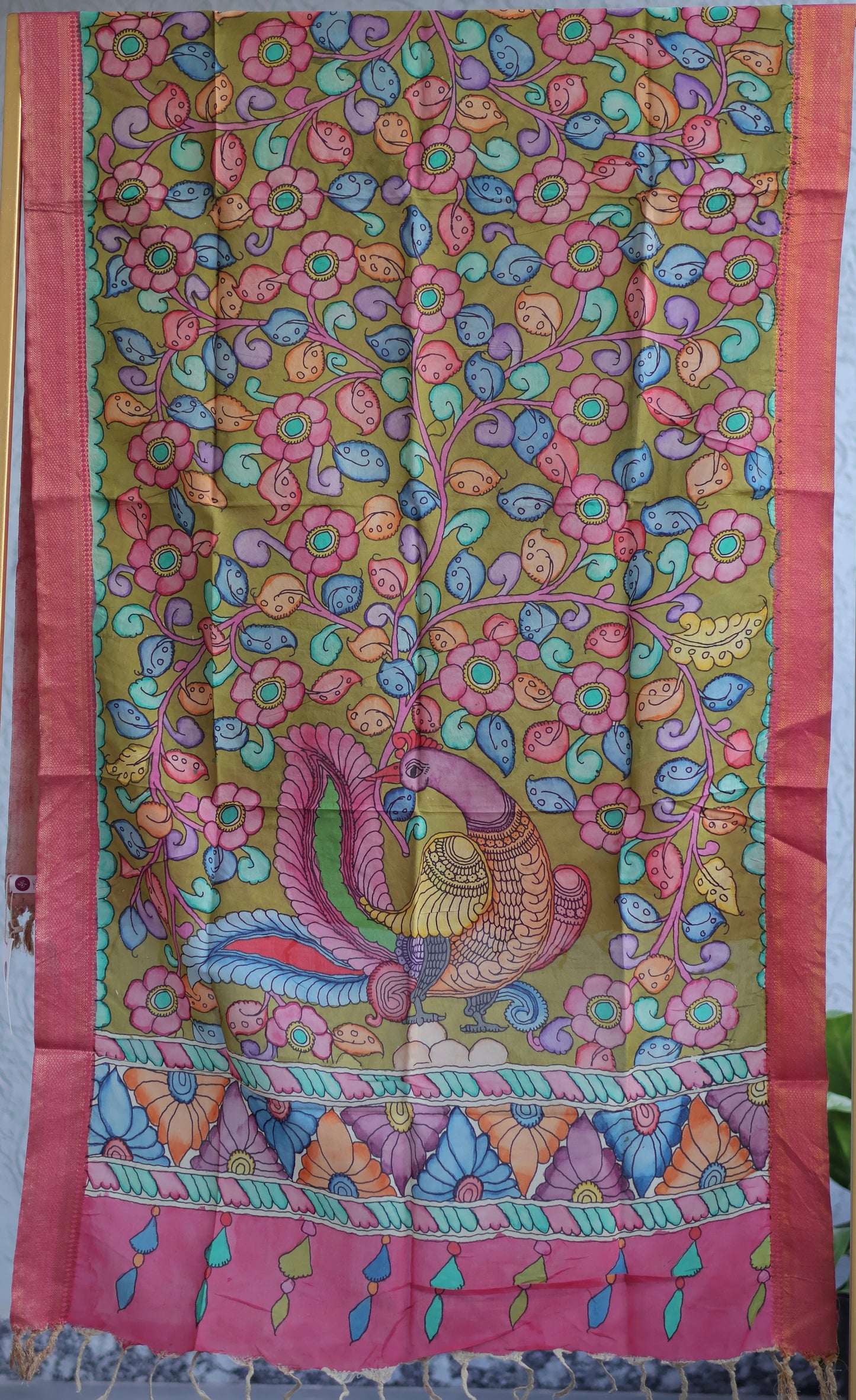 Pen Kalamkari chennur silk duppata