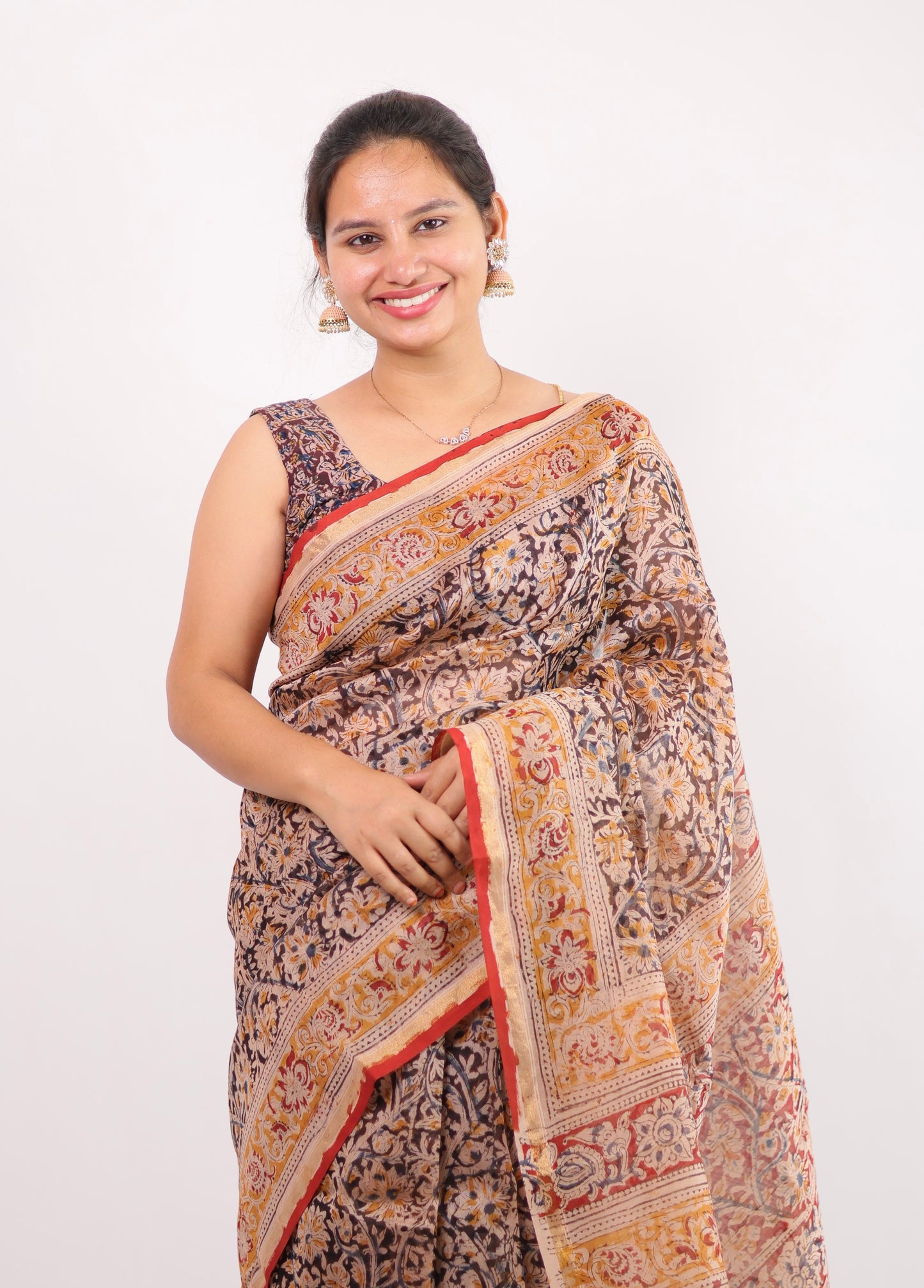 Hand block printed Chanderi Silk Saree