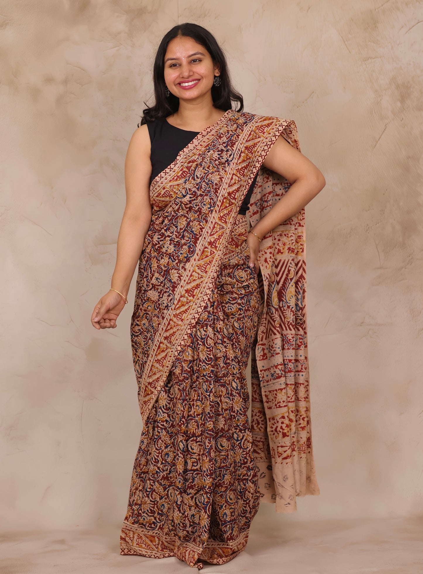 Hand Block Printed Kalamkari Cotton Saree