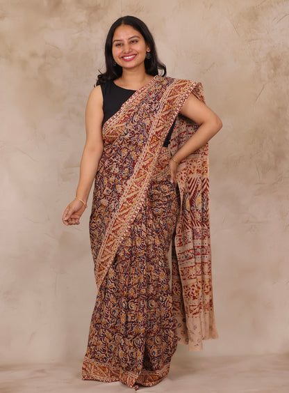 Hand Block Printed Kalamkari Cotton Saree
