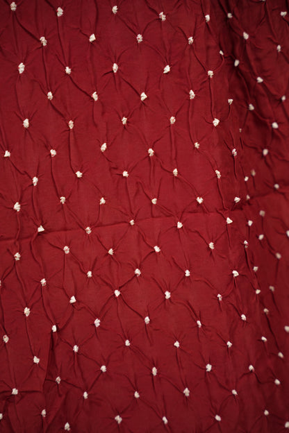 Maroon Handcrafted Bandhani Paithani Dola Silk Saree | Looms & Tassels