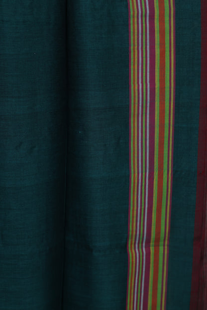 Emerald Green Bhujodi weaving Malai Cotton Saree | Looms & Tassels
