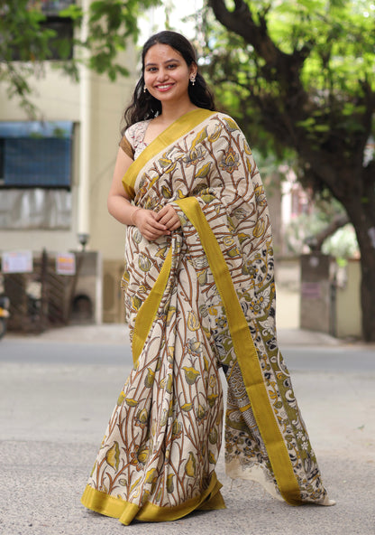 Nizam Border Kalamkari Silk Sare
