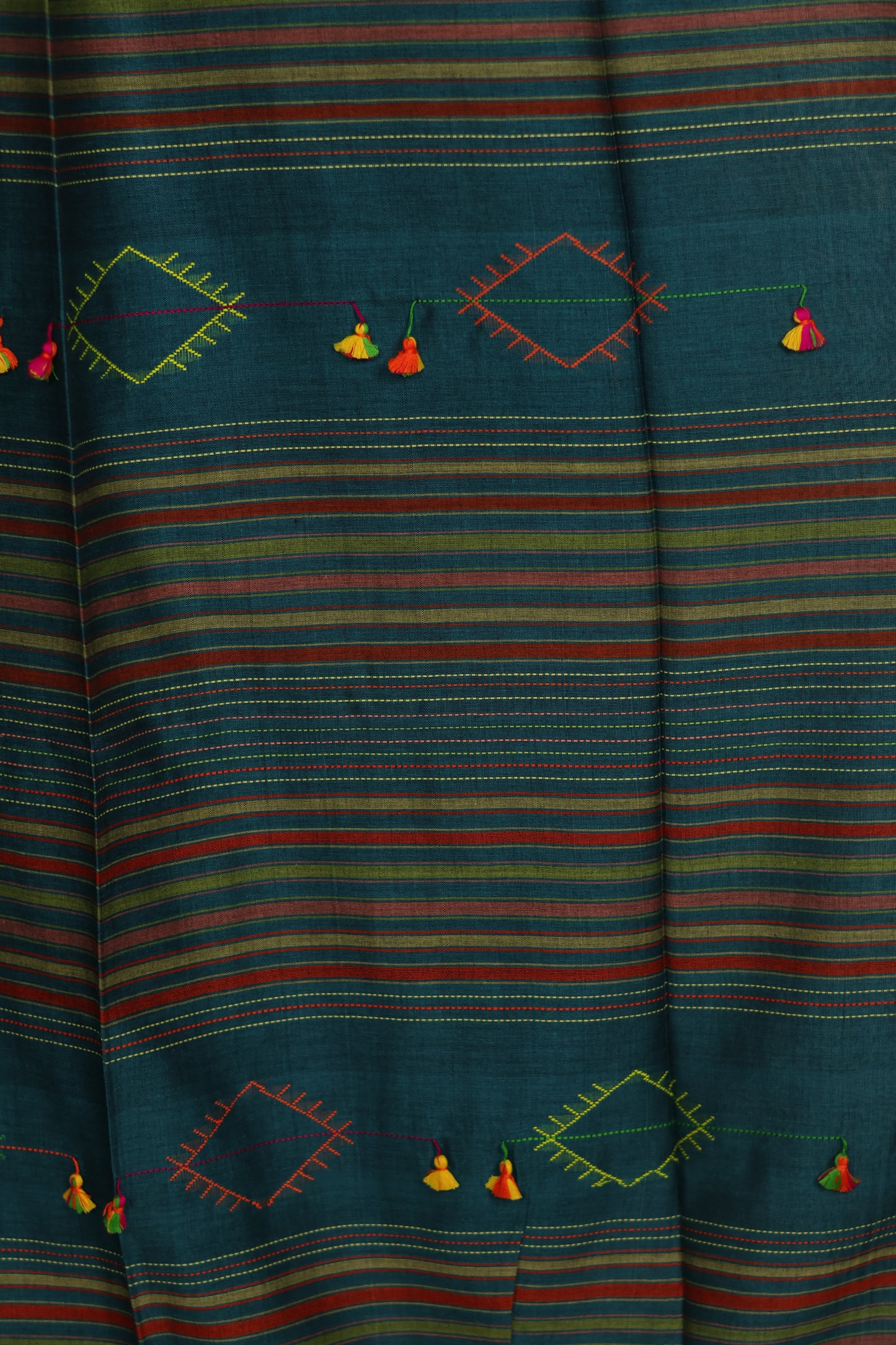 Emerald Green Bhujodi weaving Malai Cotton Saree | Looms & Tassels