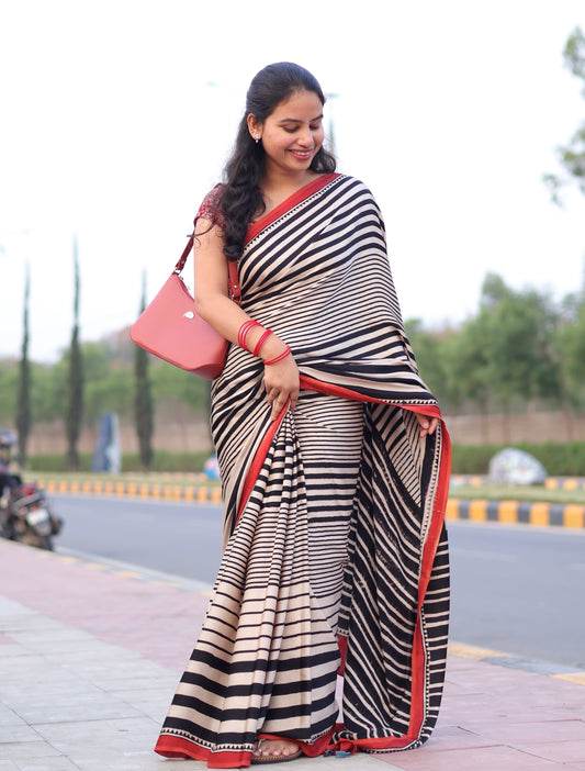 Ajrakh Modal Silk Saree