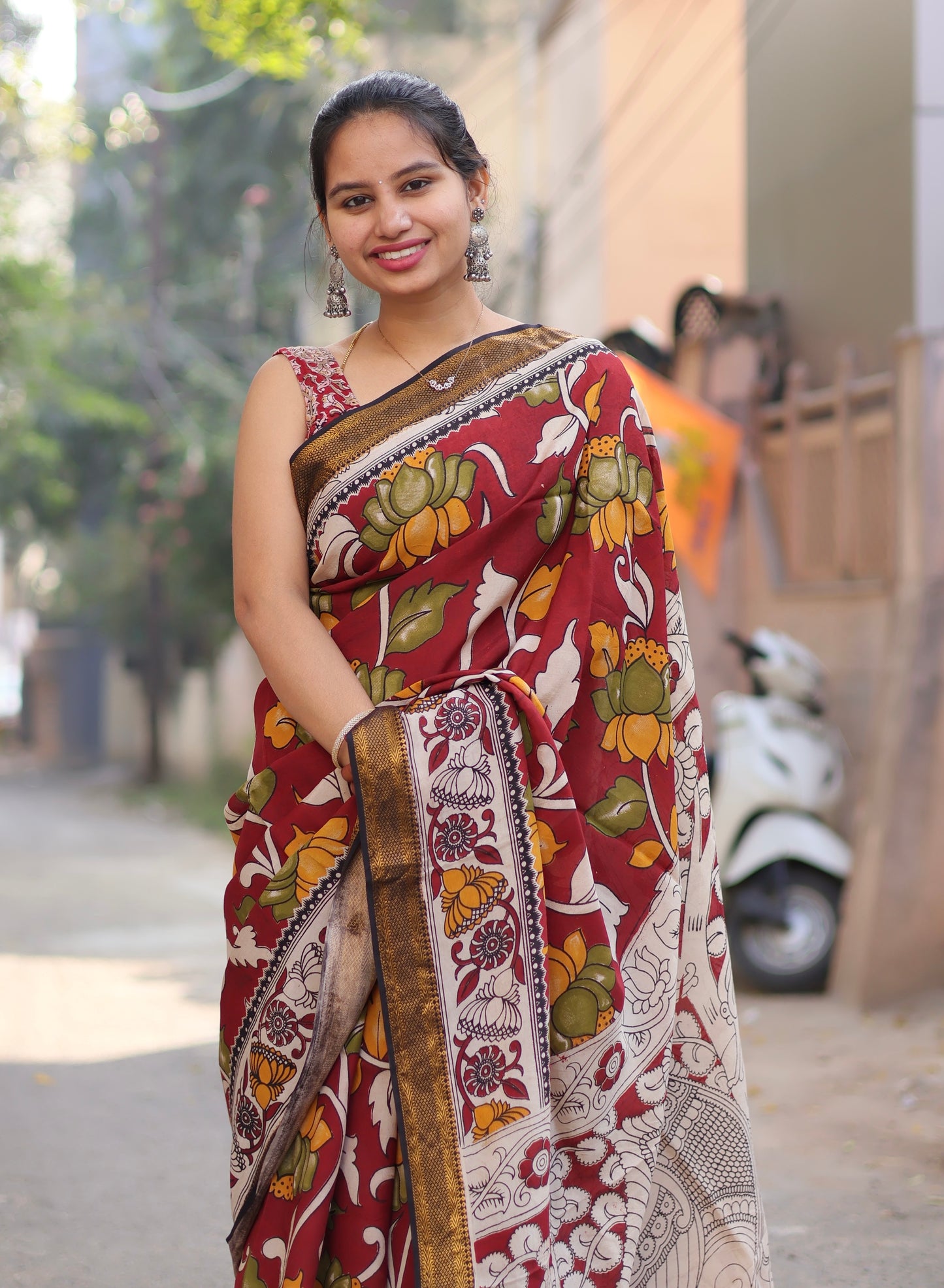 Nizam Border Kalamkari Silk Saree