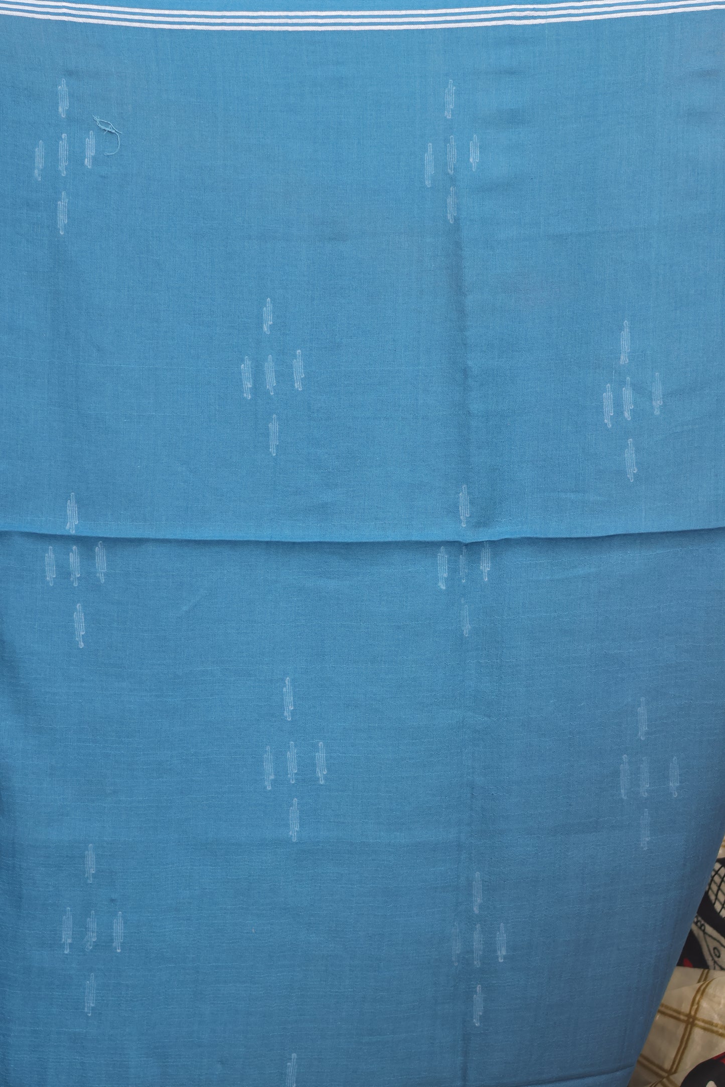 Blue Pure Handwoven Malai Cotton Saree with Butta Weaving