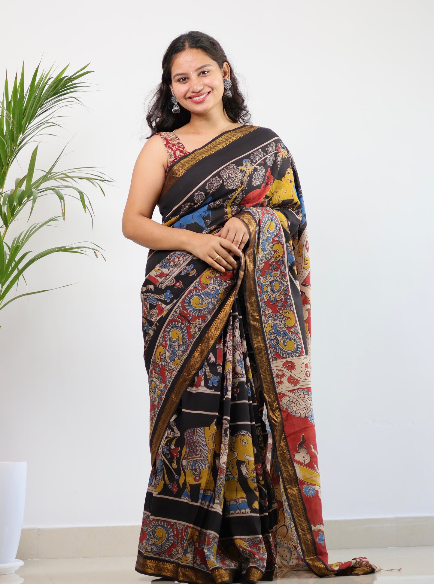 Nizam Border Kalamkari Silk Saree