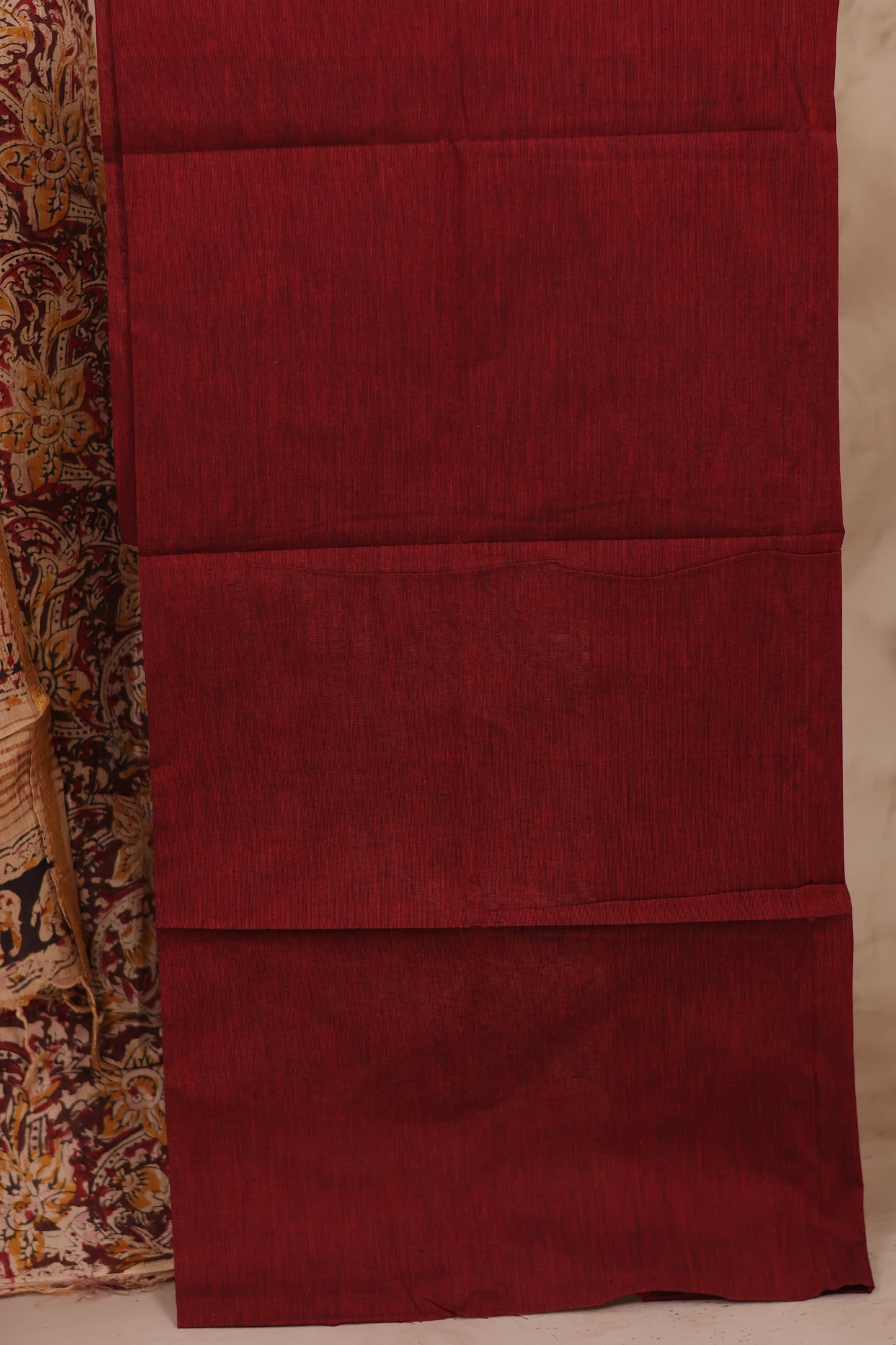 Hand Block Printed Kalamkari Unstitched 3pc Suit Set