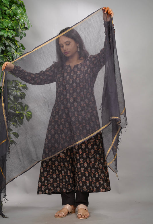 Black Plain Kota Doria Dupatta