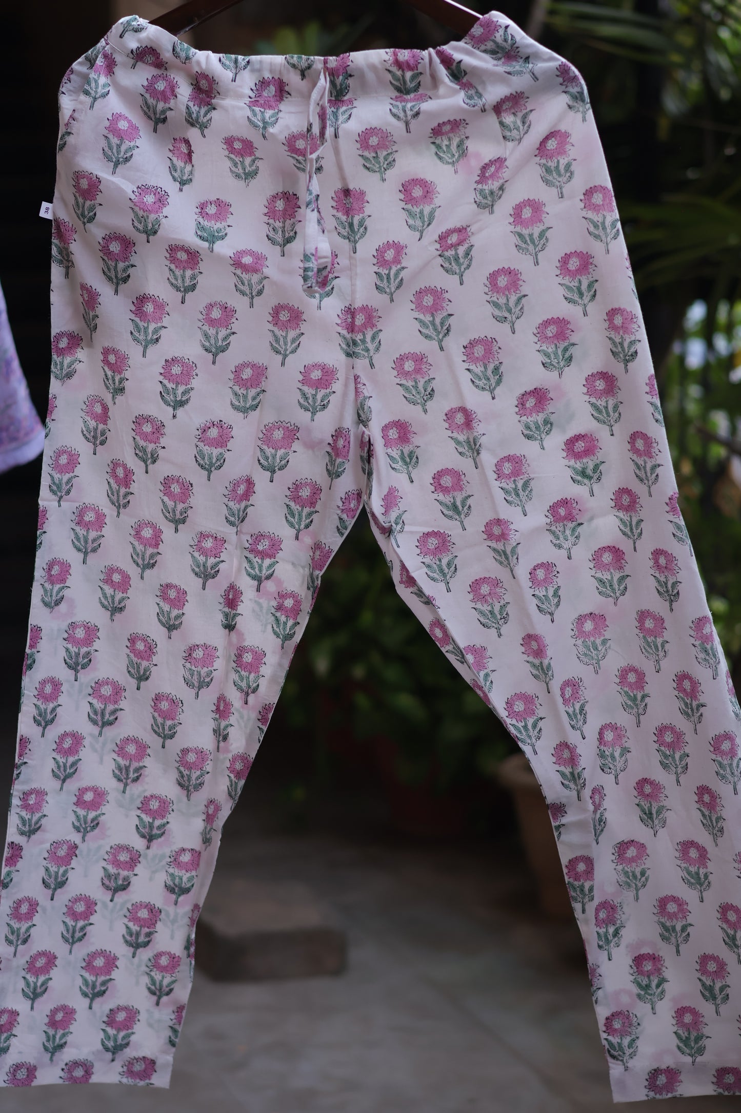 Pastel Lavender Handblock printed kota 3 piece suit (stitched)