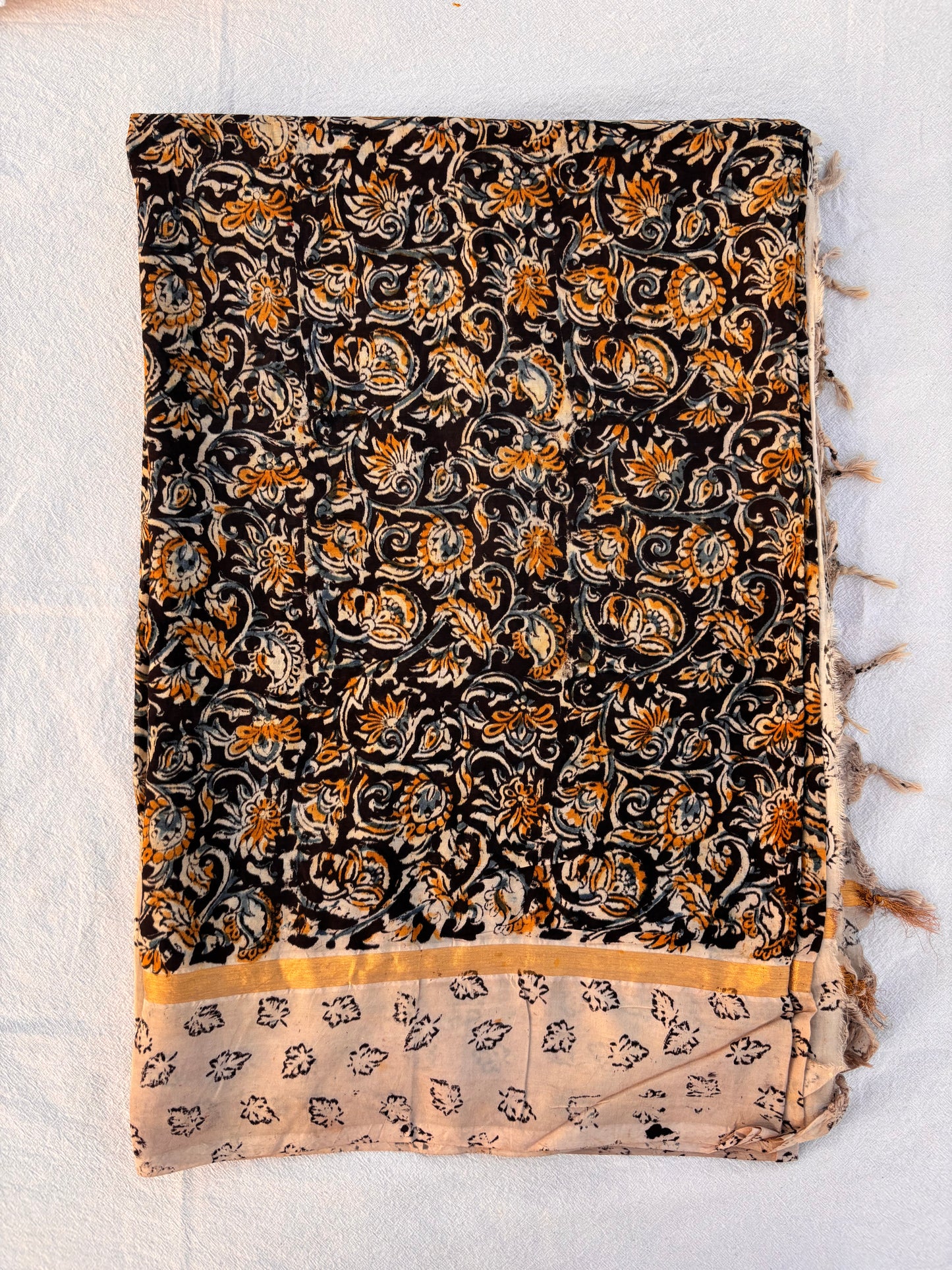 Block Printed Kalamkari Silk Saree