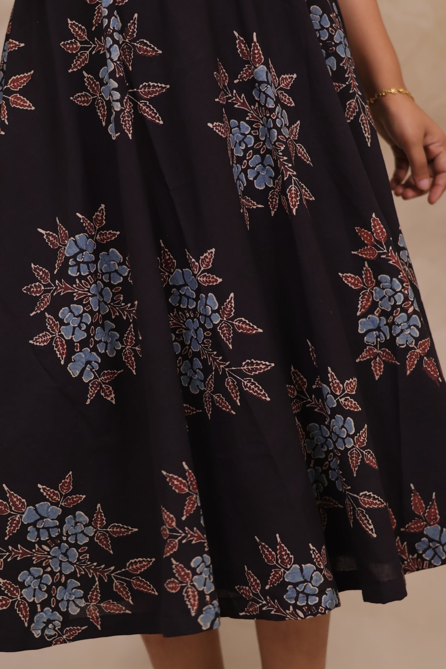 Black Pure Mul Cotton Ajrakh Mini Dress | Looms & Tassels