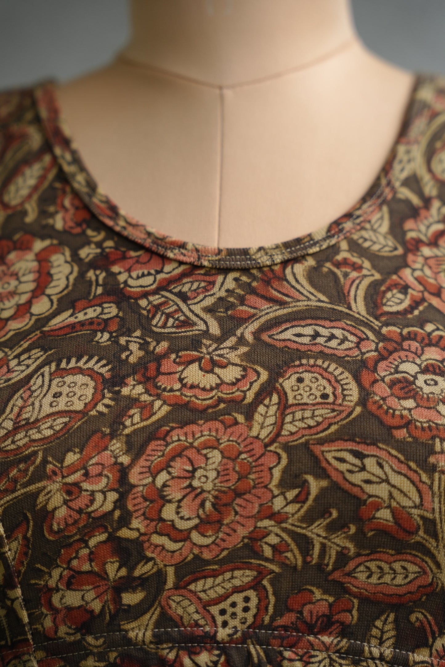 Neck Stretchable Hand block printed kalamkari blouse