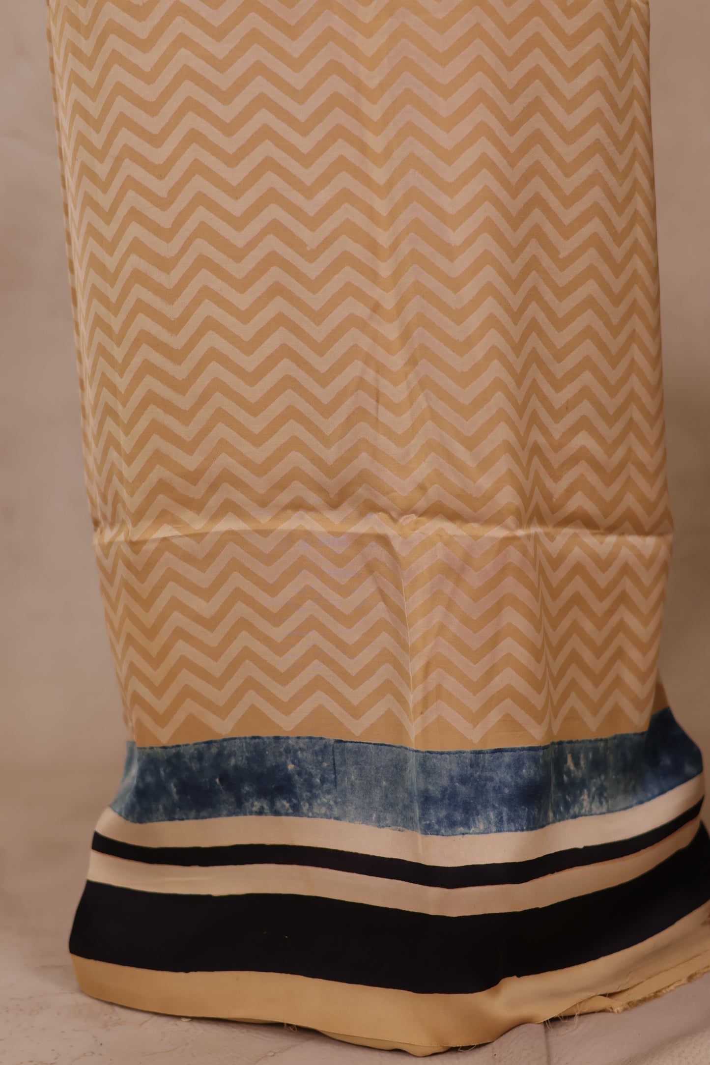 Cream Ajrakh Hand Block Printed Natural Dyed Modal Silk 2 Piece Suit Set | Looms & Tassels