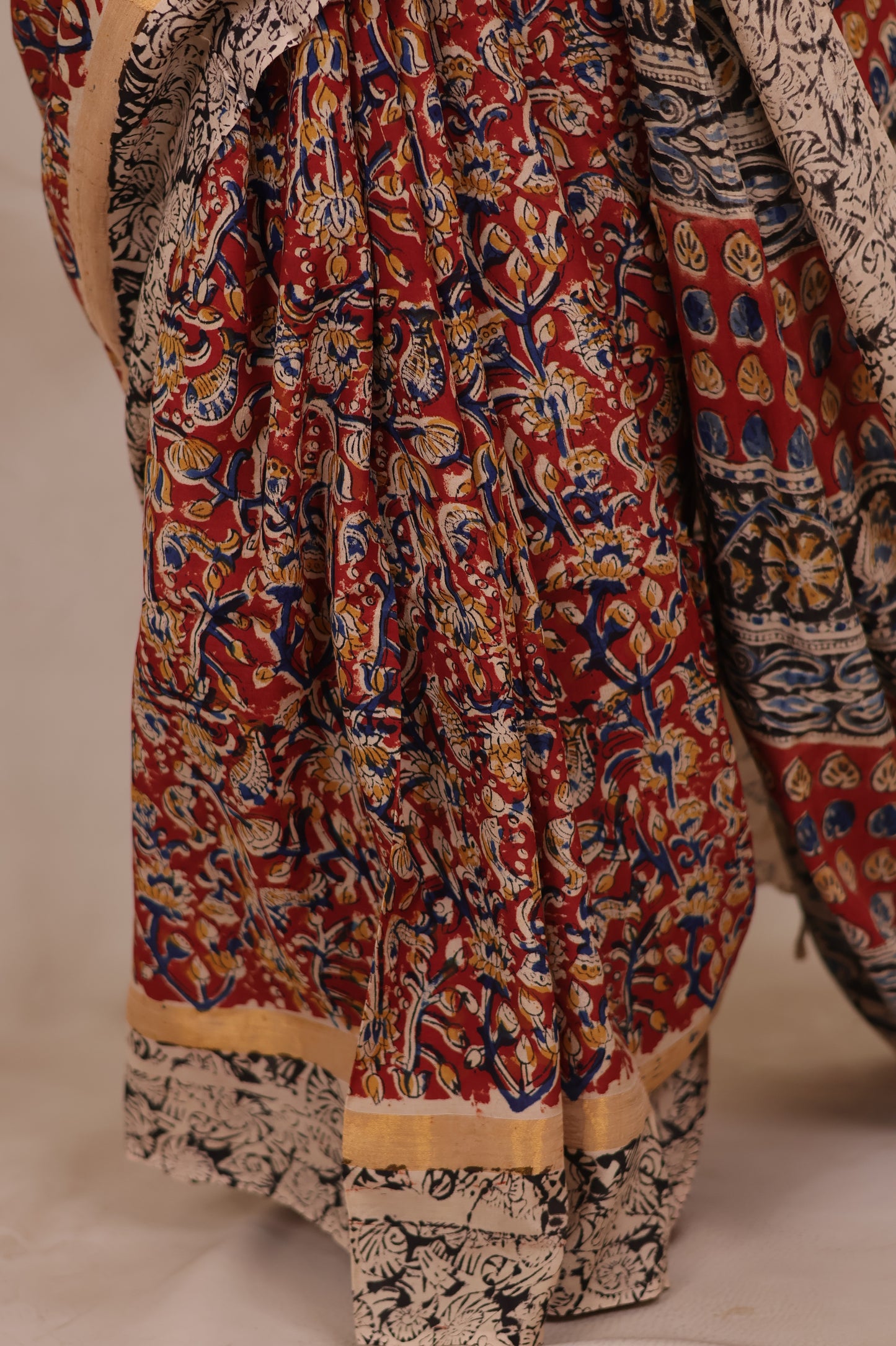 Hand Block Printed Kalamkari Chennur Silk Saree