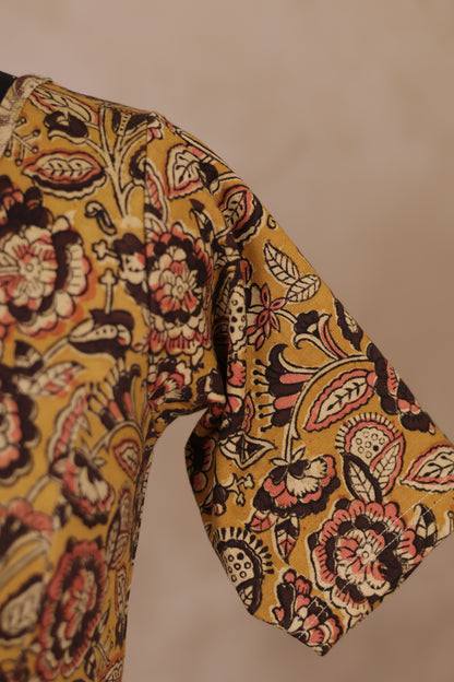 Stretchable Hand block printed kalamkari blouse