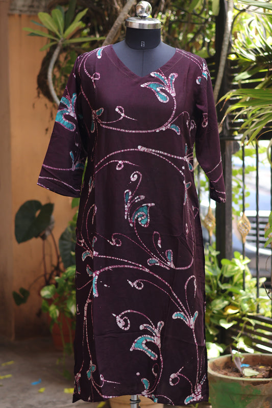 Hand drawn Batik silk Kurti