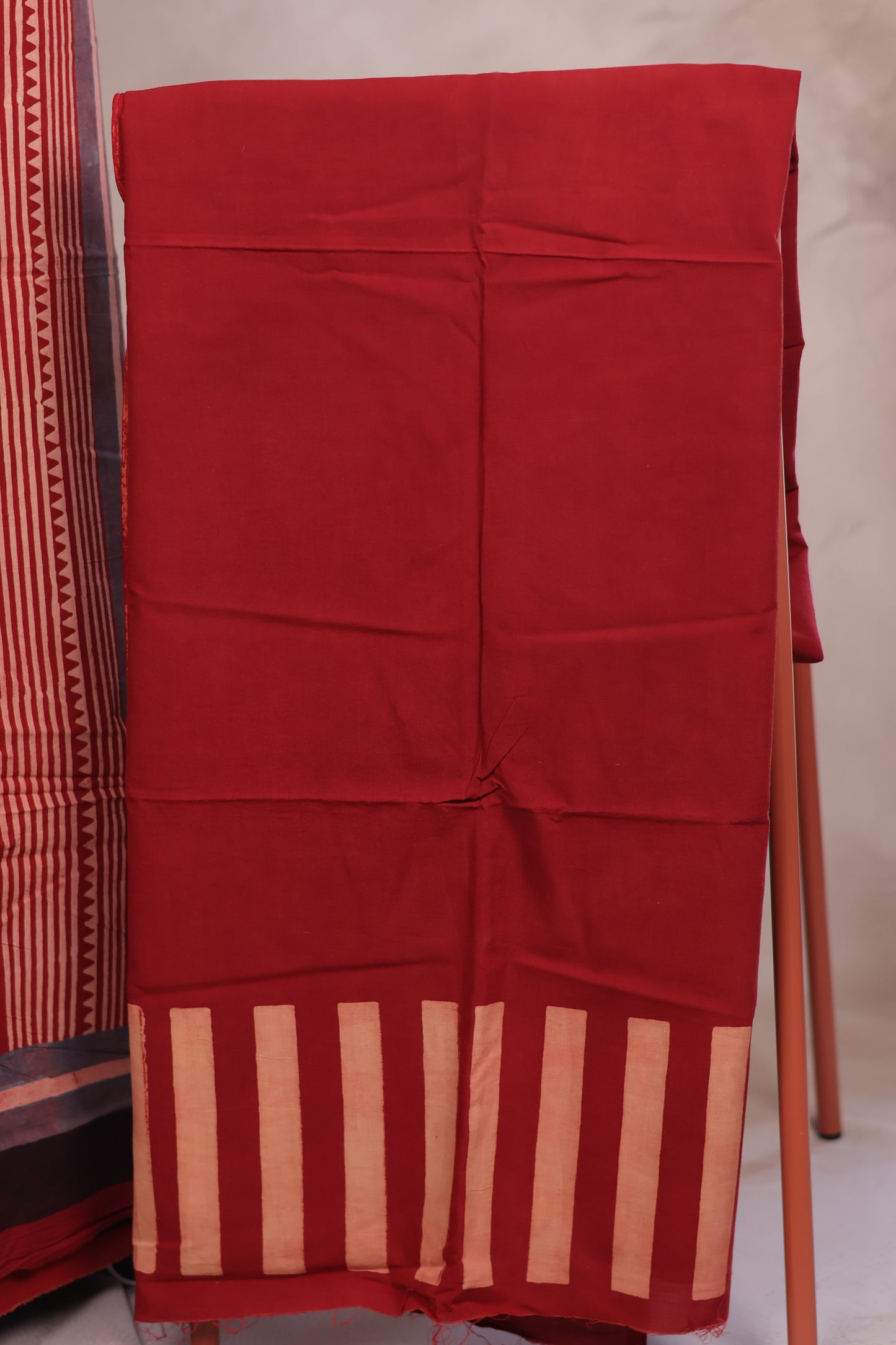 Ajrakh Handblock Printed Pure Cotton 2 Piece Suit Set | Looms & Tassels