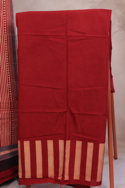 Ajrakh Handblock Printed Pure Cotton 2 Piece Suit Set | Looms & Tassels