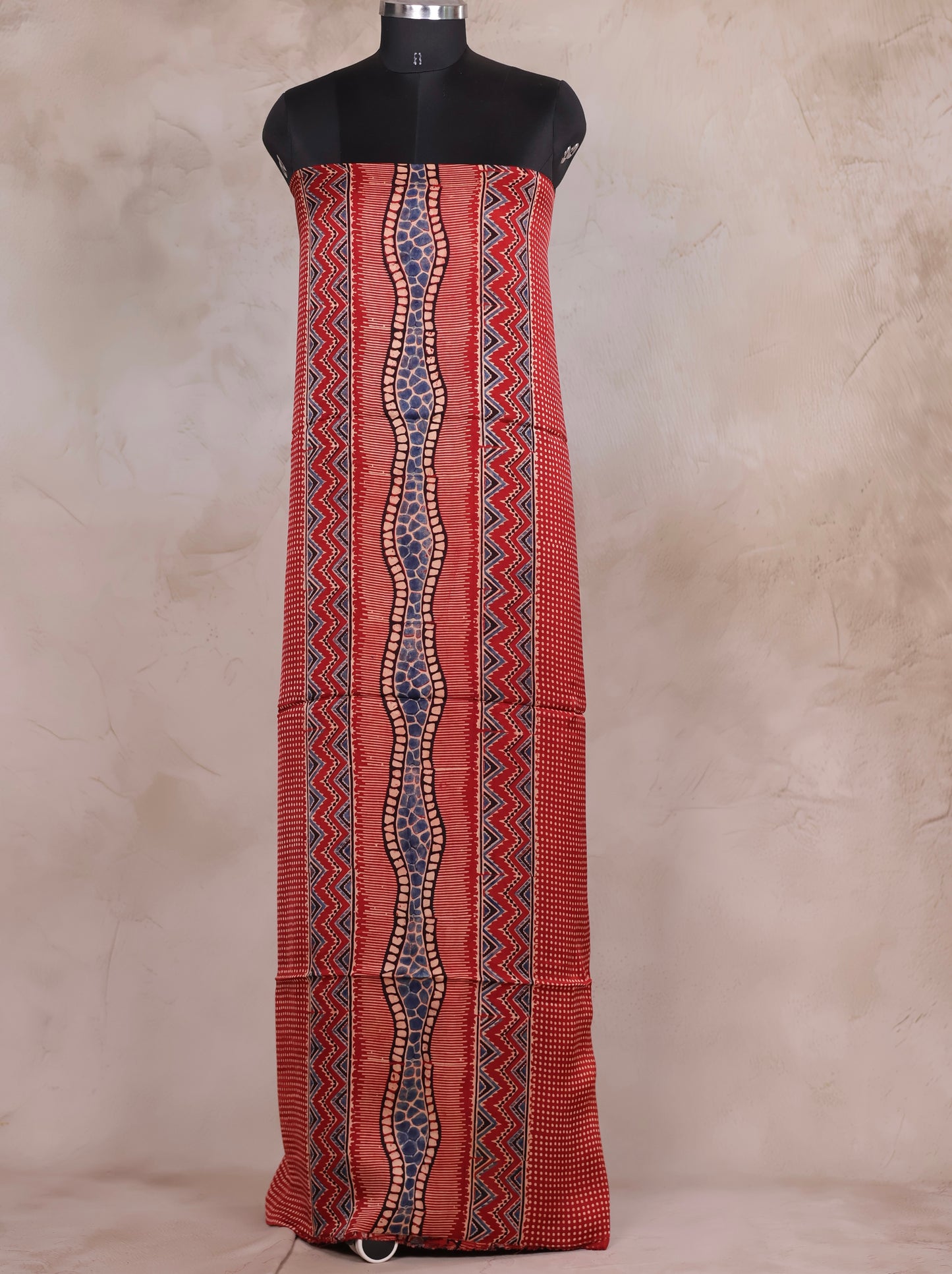 Maroon Ajrakh Handblock Printed Modal Silk 2 Piece Suit Set | Looms & Tassels